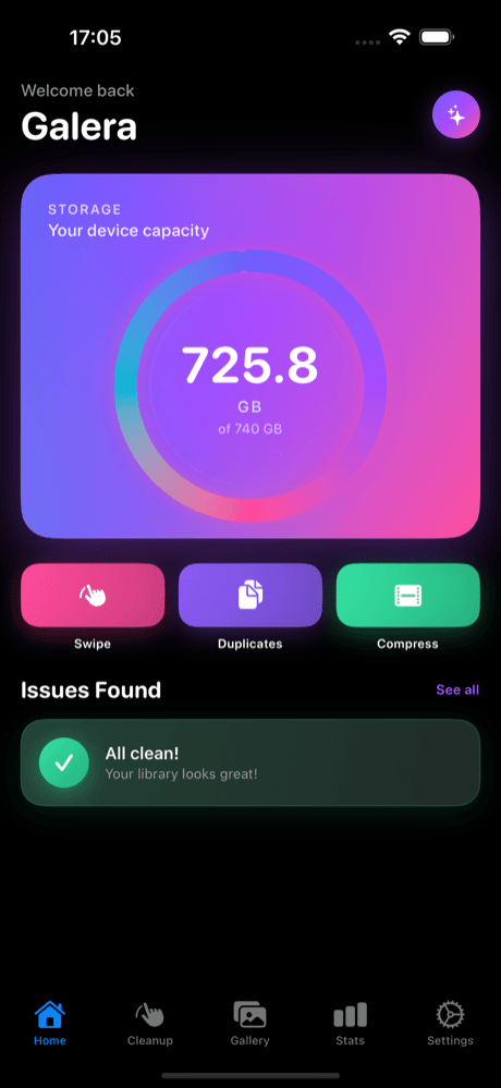 Galera storage dashboard